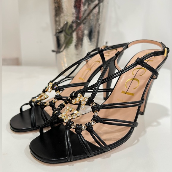 GUCCI Isa crystal-embellished leather slingback sandals EU:39 - Picture 3 of 12